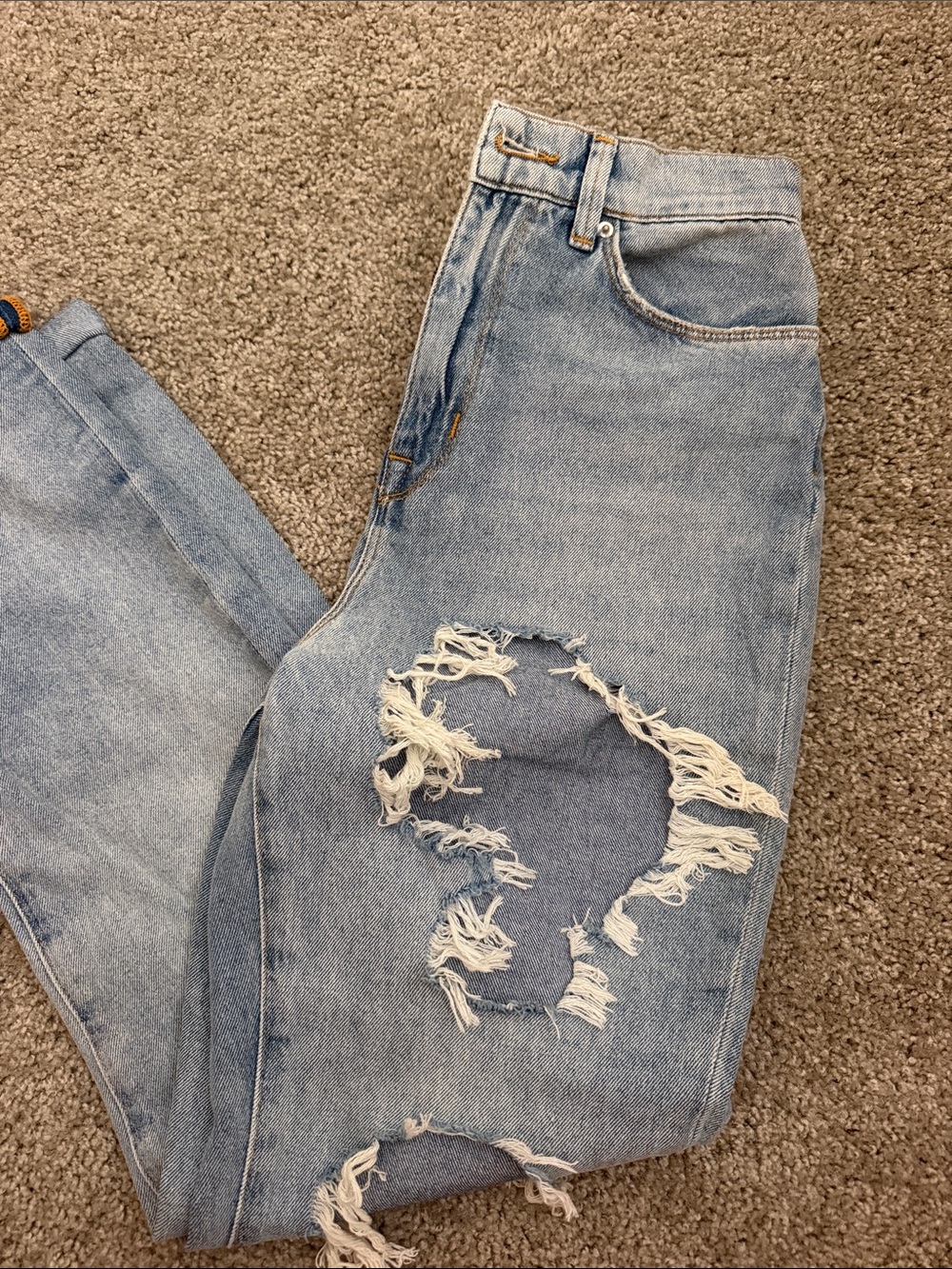BDG Light Blue Distressed Straight Leg Jeans